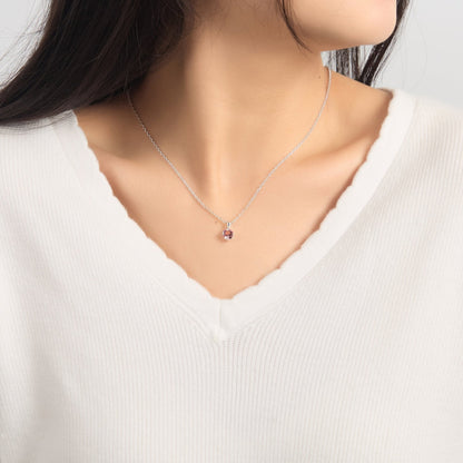 Sterling Silver October (Tourmaline) Birthstone Necklace Created with Zircondia® Crystals