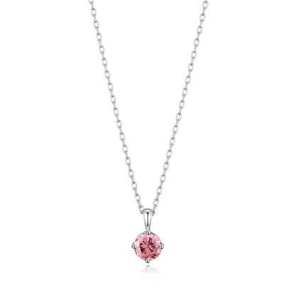 Sterling Silver October (Tourmaline) Birthstone Necklace Created with Zircondia® Crystals