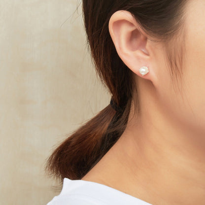 Sterling Silver Pearl Earrings Created with Gemstones from Zircondia®