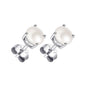 Sterling Silver Pearl Earrings Created with Gemstones from Zircondia®