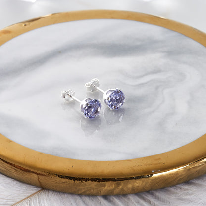 Sterling Silver Provence Lavender Earrings Created with Zircondia® Crystals