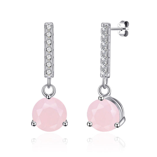 Sterling Silver Rose Quartz Gemstone Drop Earrings