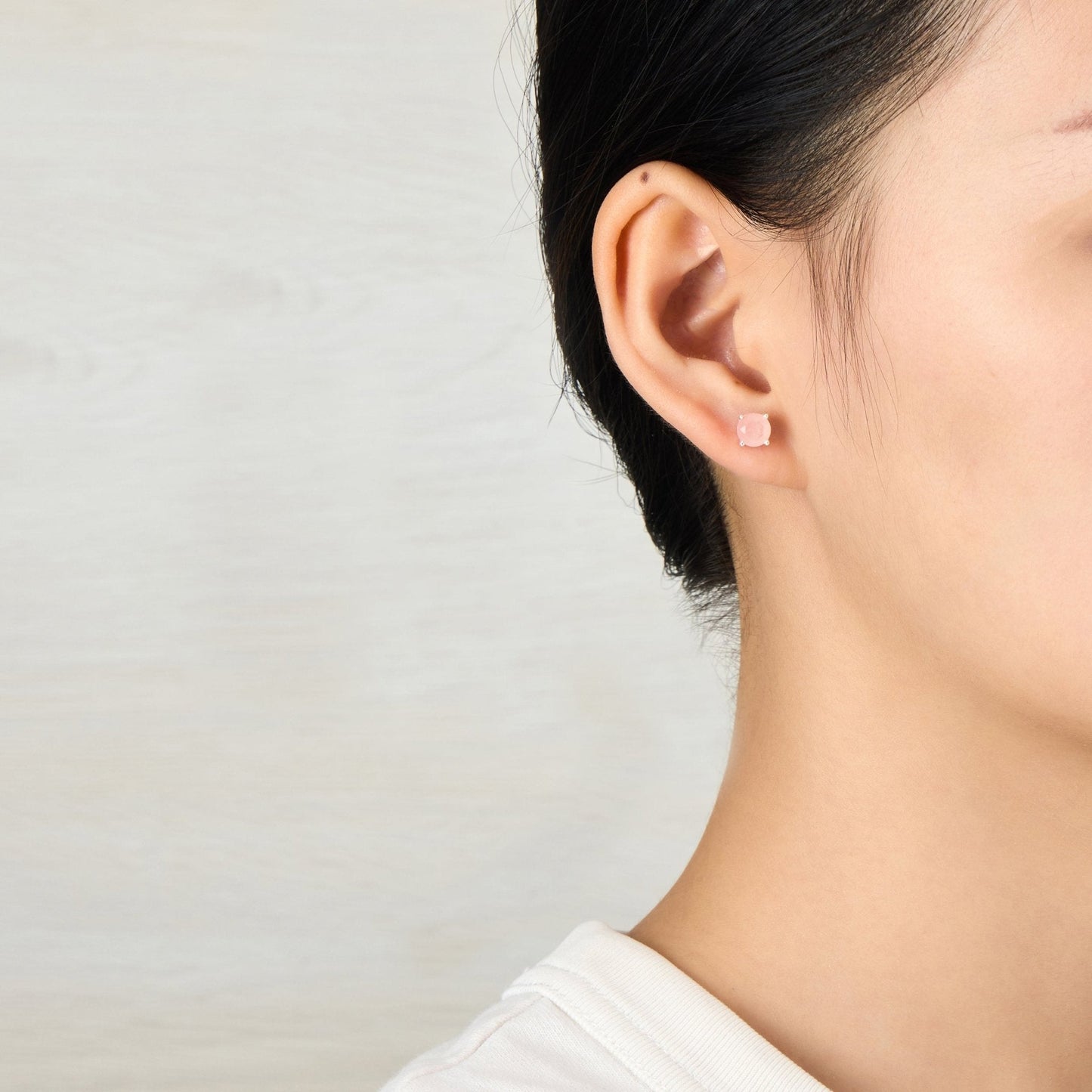 Sterling Silver Rose Quartz Gemstone Earrings with Quote Card