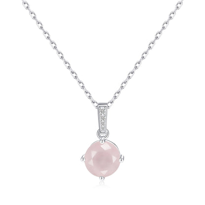 Sterling Silver Rose Quartz Gemstone Necklace