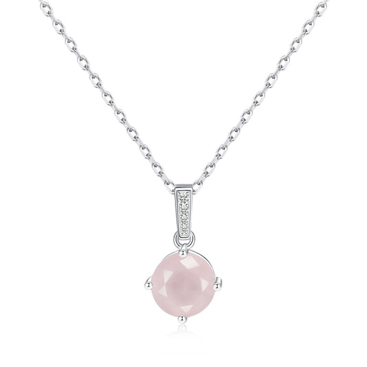 Sterling Silver Rose Quartz Gemstone Necklace
