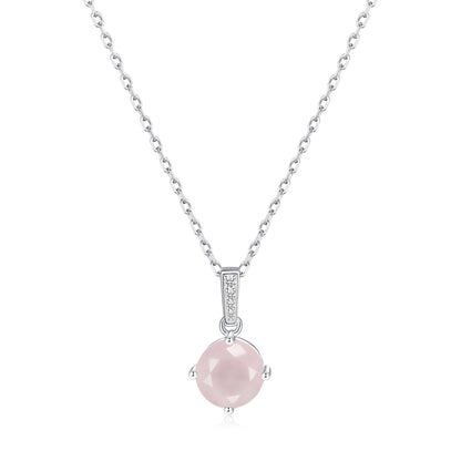 Collier en argent sterling avec quartz rose et carte de citation