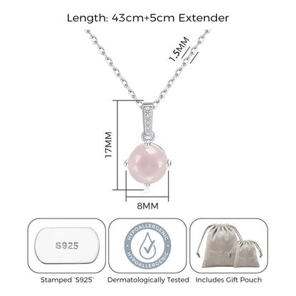 Sterling Silver Rose Quartz Gemstone Necklace