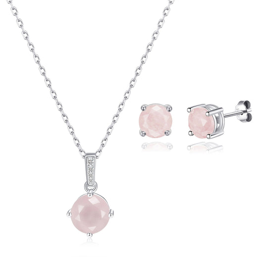 Sterling Silver Rose Quartz Gemstone Set with Quote Card