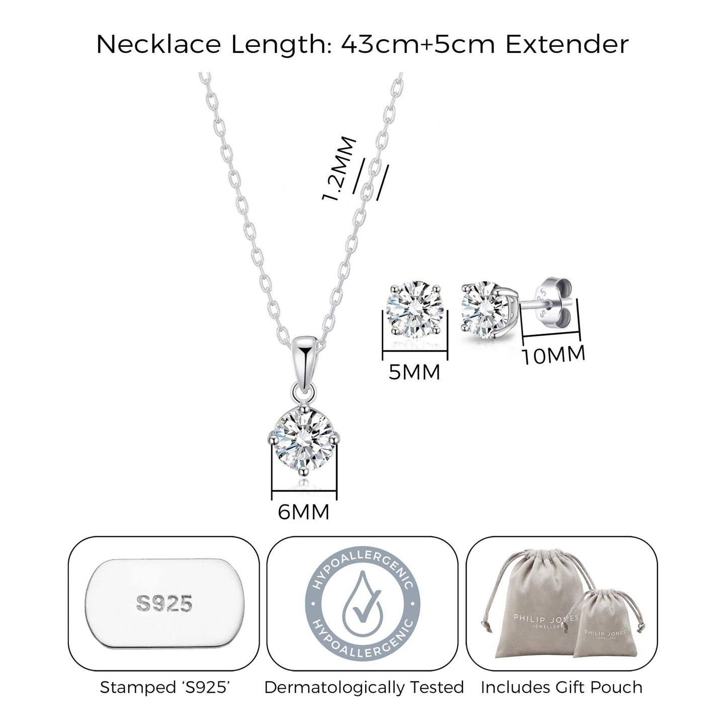 Sterling Silver Round Solitaire Set Created with Zircondia® Crystals