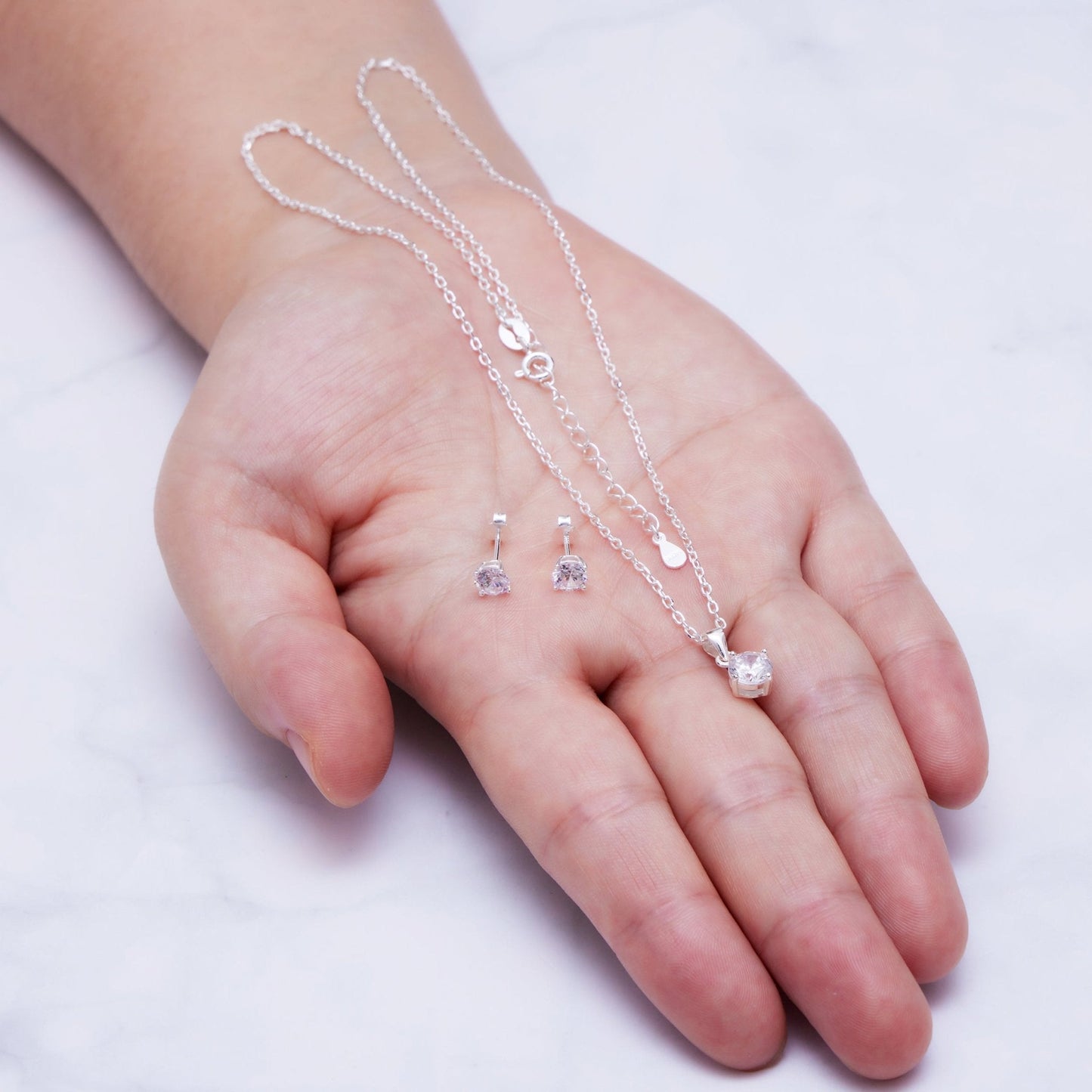 Sterling Silver Round Solitaire Set Created with Zircondia® Crystals