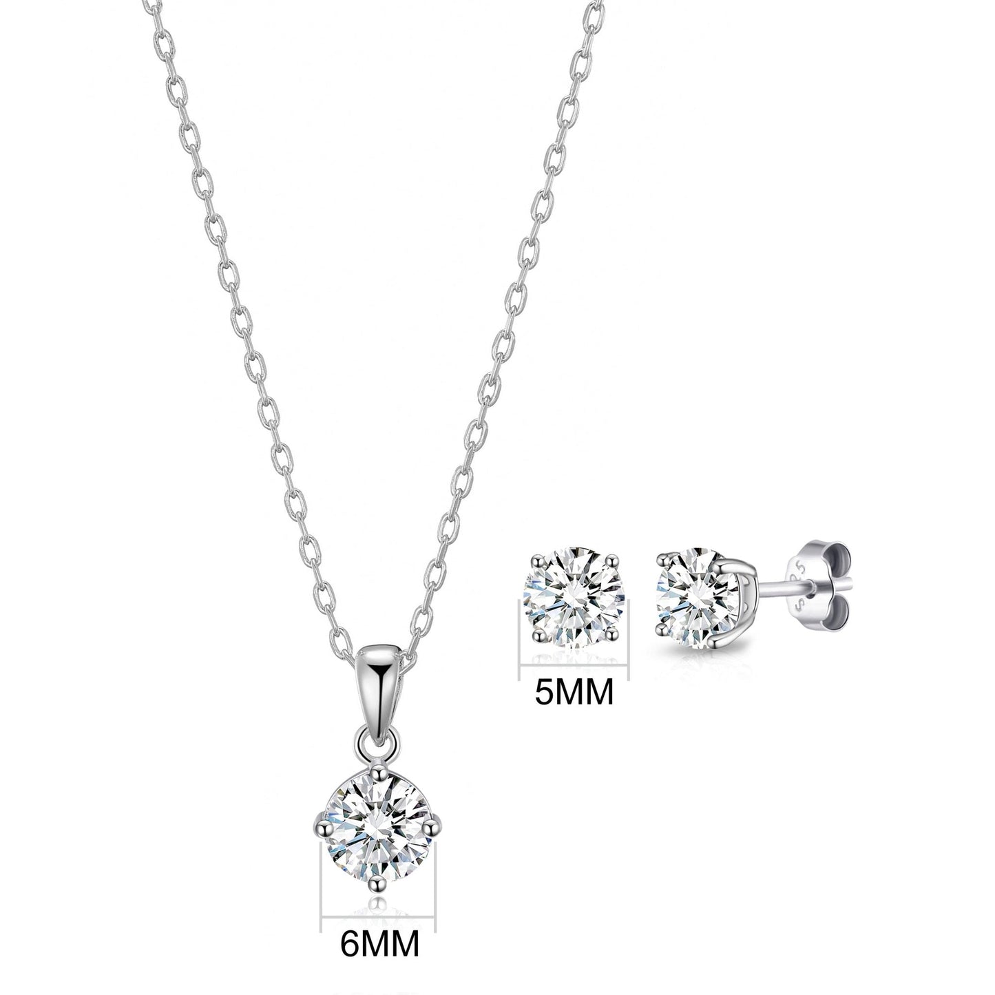 Sterling Silver Round Solitaire Set Created with Zircondia® Crystals