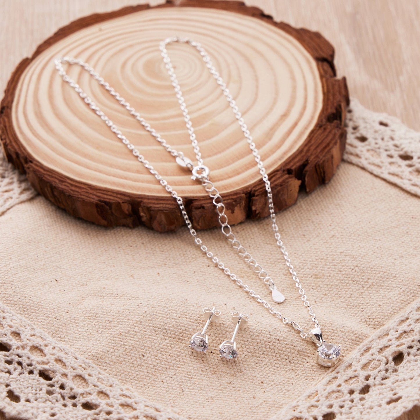 Sterling Silver Round Solitaire Set Created with Zircondia® Crystals