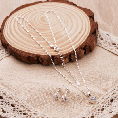 Sterling Silver Round Solitaire Set Created with Zircondia® Crystals