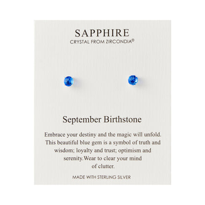 Sterling Silver September (Sapphire) Birthstone Earrings Created with Zircondia® Crystals