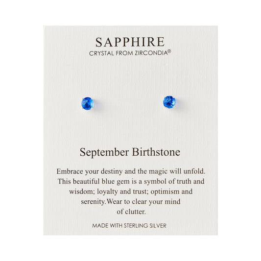 Sterling Silver September (Sapphire) Birthstone Earrings Created with Zircondia® Crystals