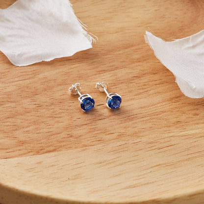 Sterling Silver September (Sapphire) Birthstone Earrings Created with Zircondia® Crystals