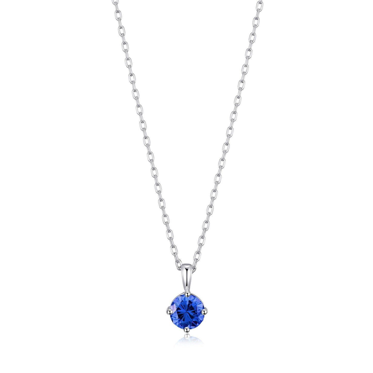 Sterling Silver September (Sapphire) Birthstone Necklace Created with Zircondia® Crystals