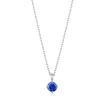 Collier en argent sterling avec pierre de naissance de septembre (saphir) créé avec des cristaux Zircondia®
