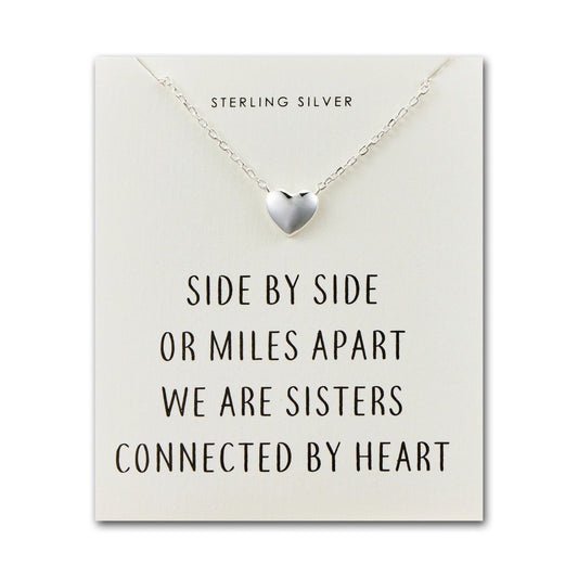 Sterling Silver Sister Heart Necklace with Quote Card
