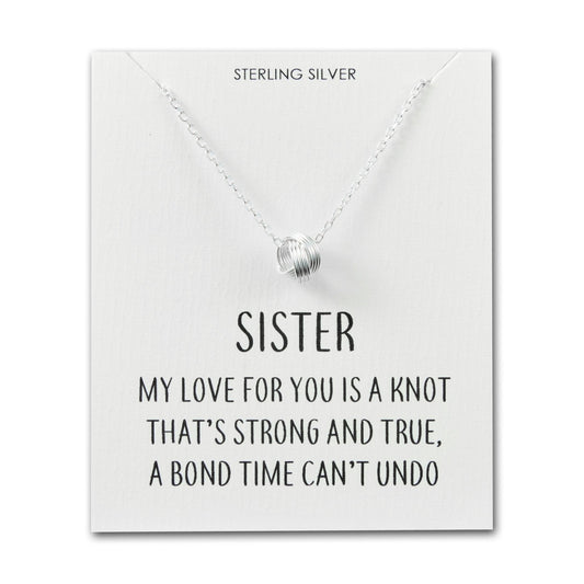 Sterling Silver Sister Quote Knot Necklace