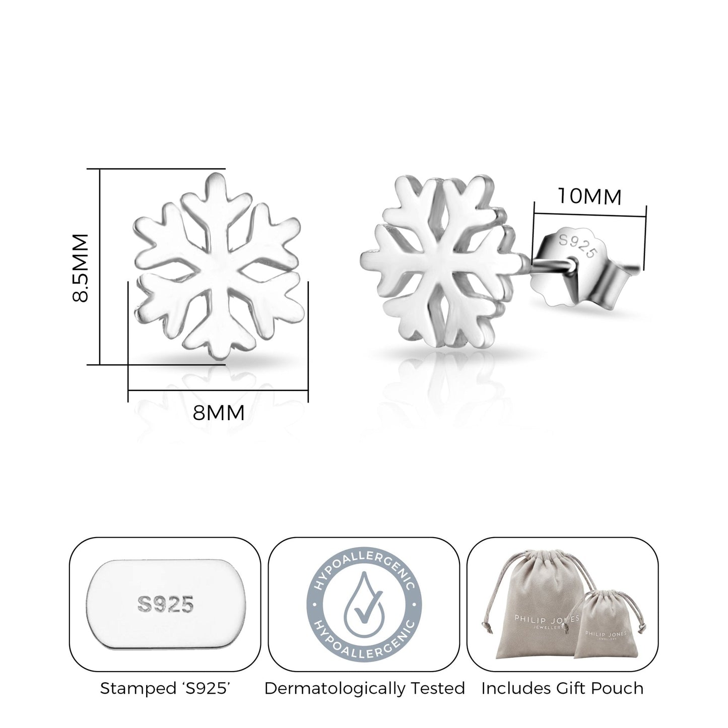 Sterling Silver Snowflake Earrings