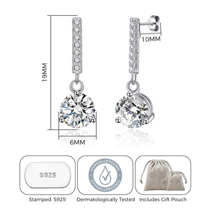 Sterling Silver Solitaire Drop Earrings Created with Zircondia® Crystals