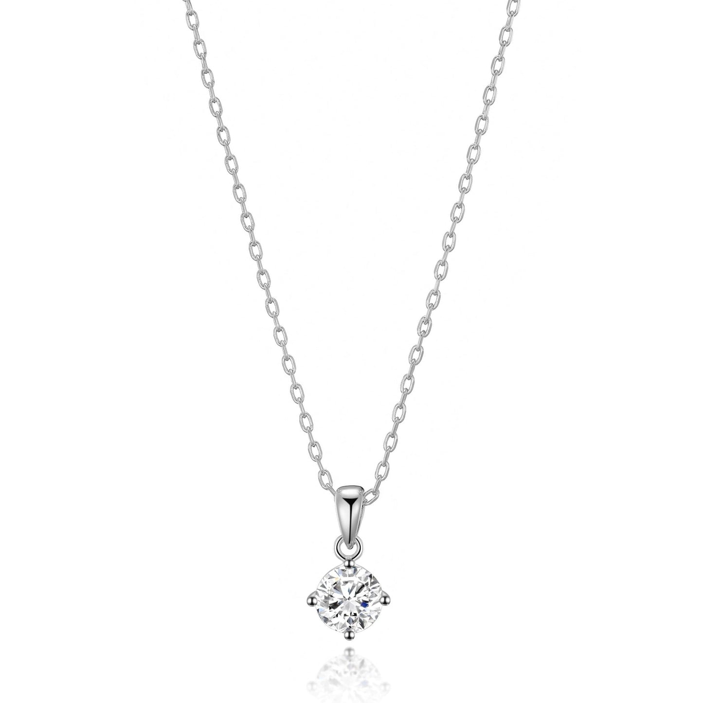 Sterling Silver Solitaire Necklace Created with Zircondia® Crystals
