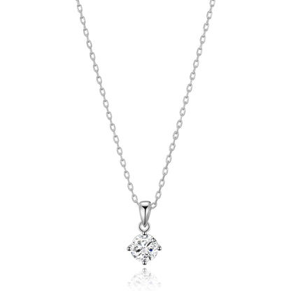 Sterling Silver Solitaire Necklace Created with Zircondia® Crystals