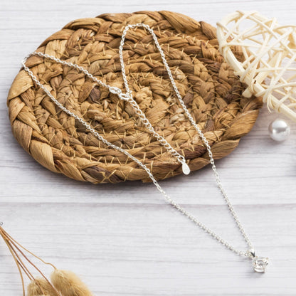 Sterling Silver Solitaire Necklace Created with Zircondia® Crystals