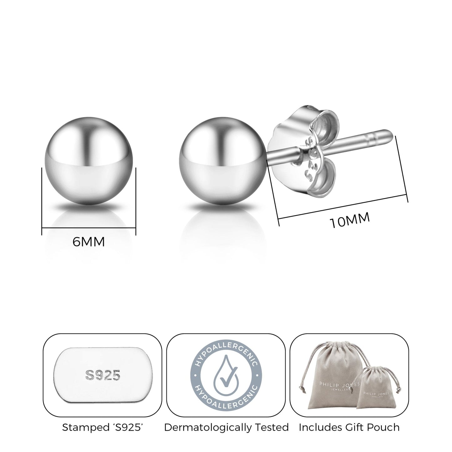 Sterling Silver Sphere Earrings