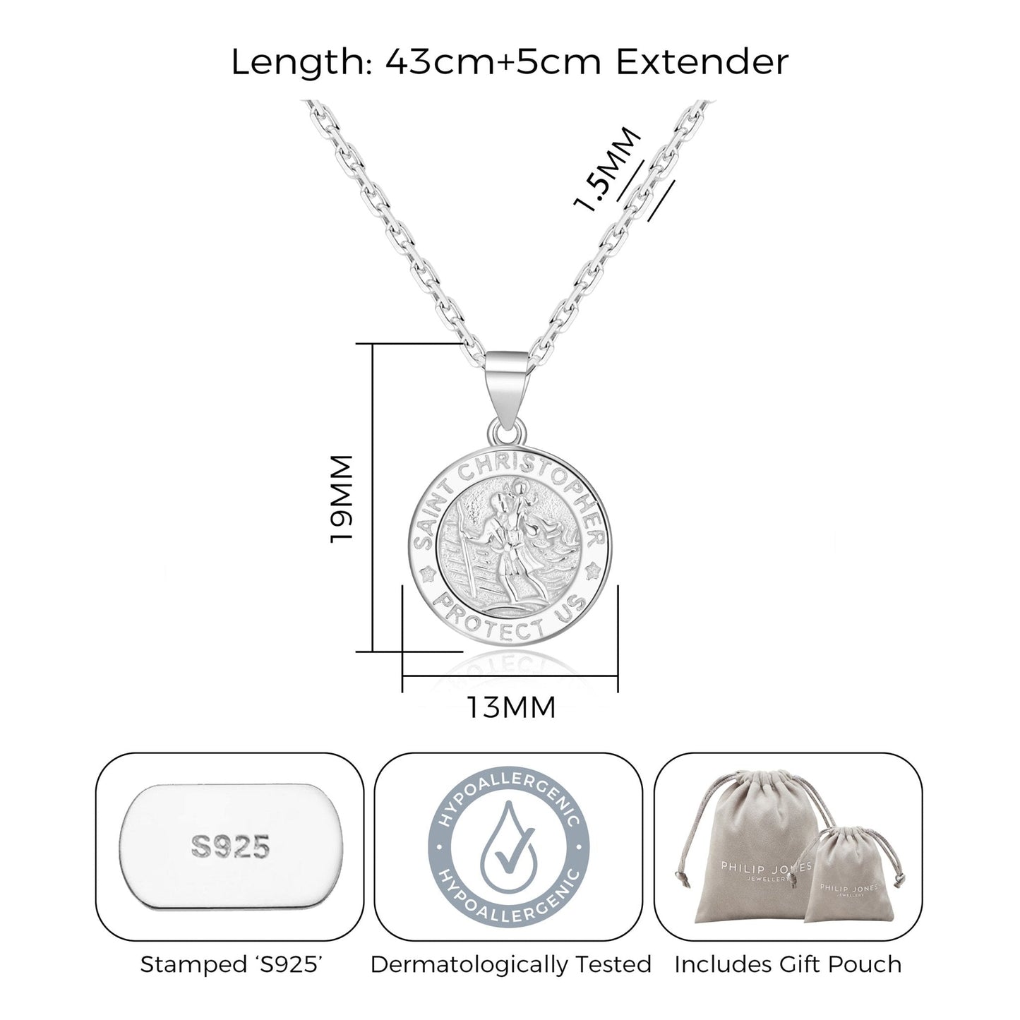 Sterling Silver St Christopher Necklace