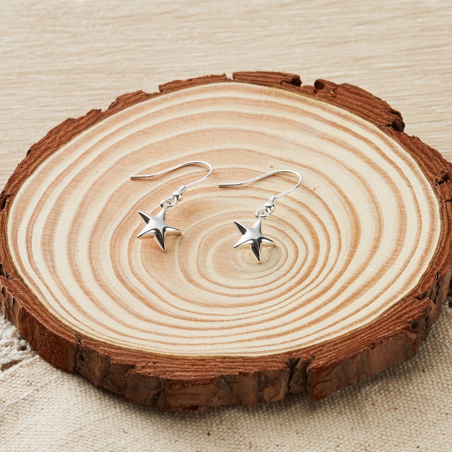 Sterling Silver Star Drop Earrings