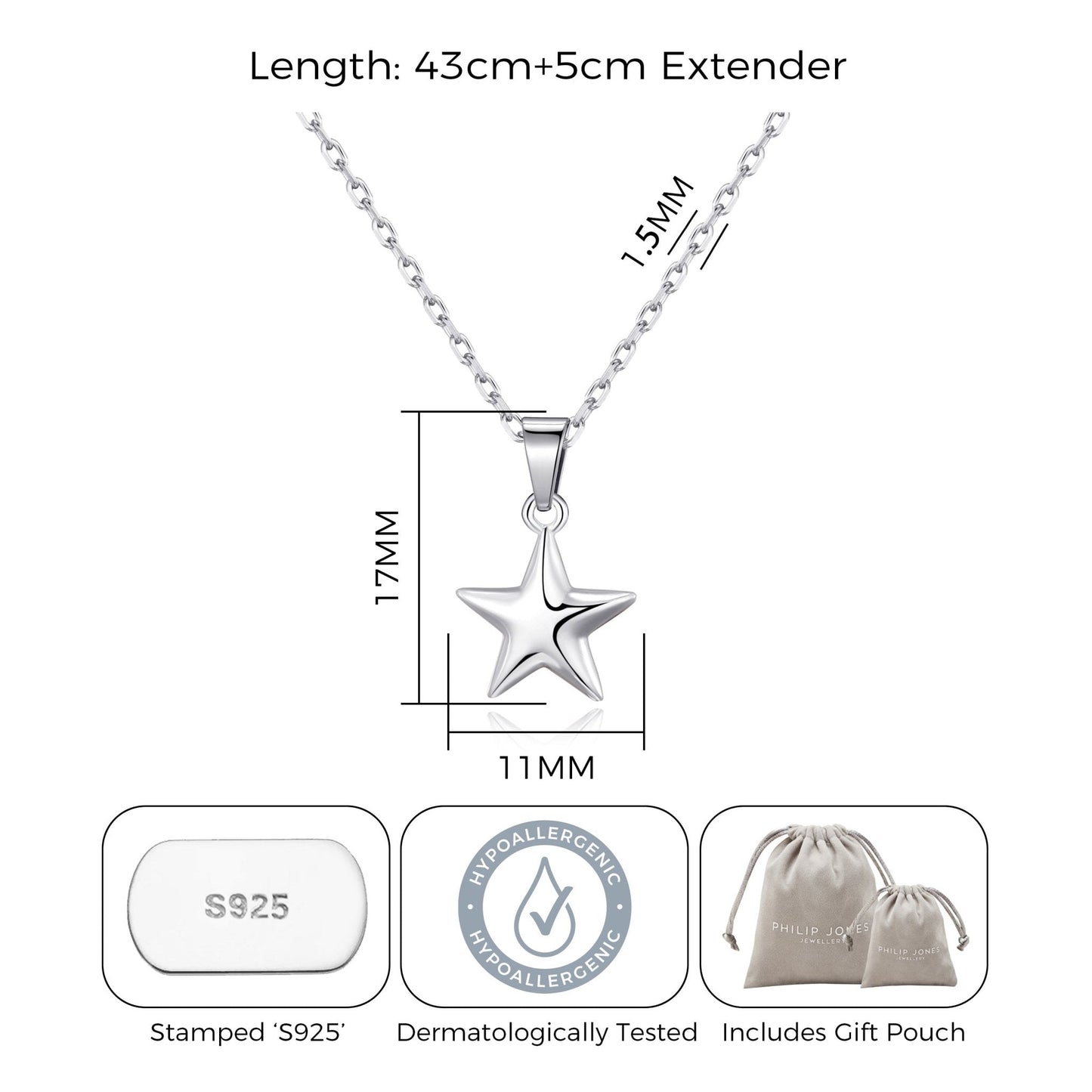 Sterling Silver Star Pendant Necklace