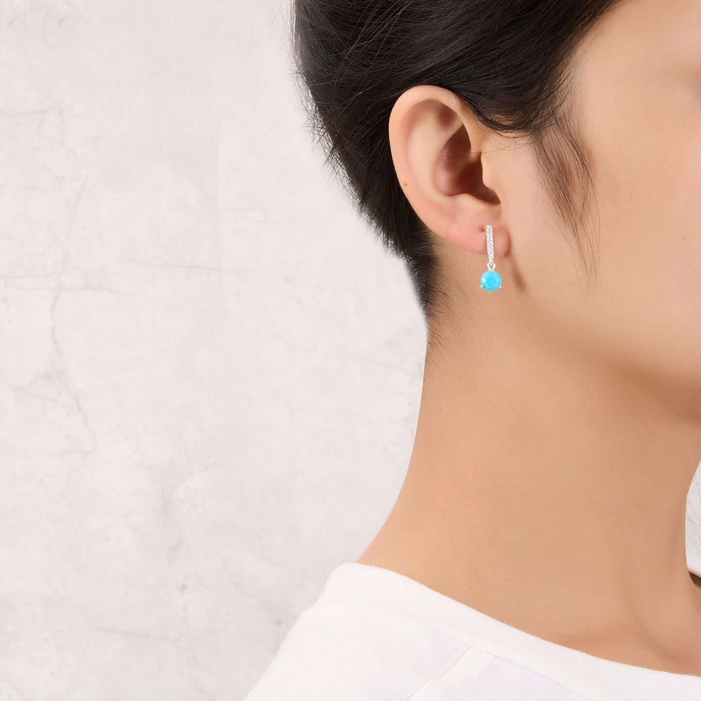 Sterling Silver Synthetic Turquoise Gemstone Drop Earrings with Quote Card