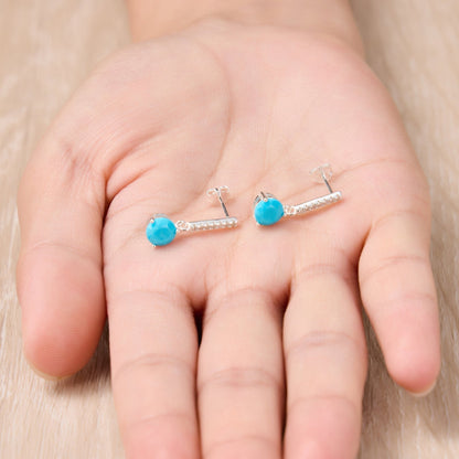 Sterling Silver Synthetic Turquoise Gemstone Drop Earrings with Quote Card