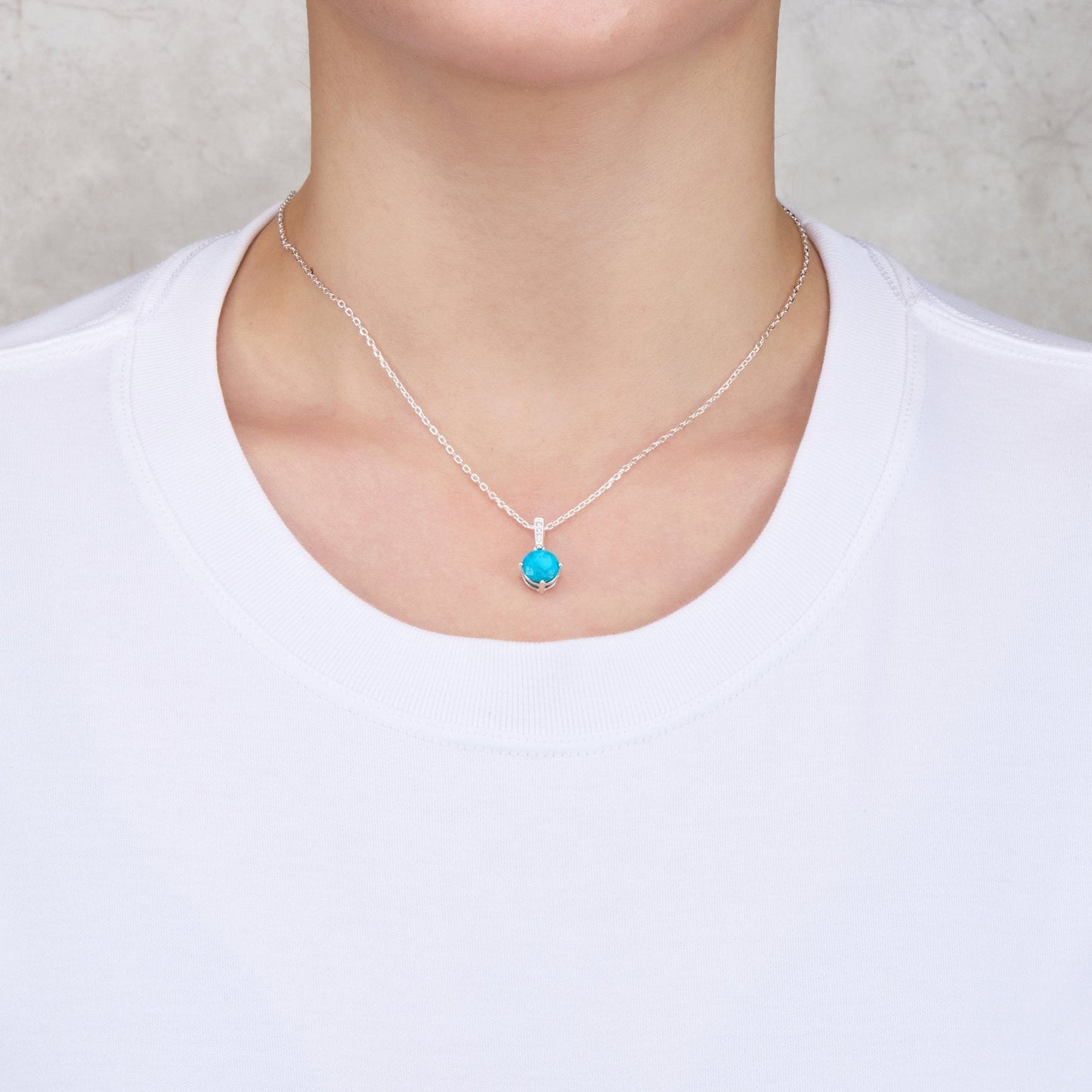 Sterling Silver Synthetic Turquoise Gemstone Necklace