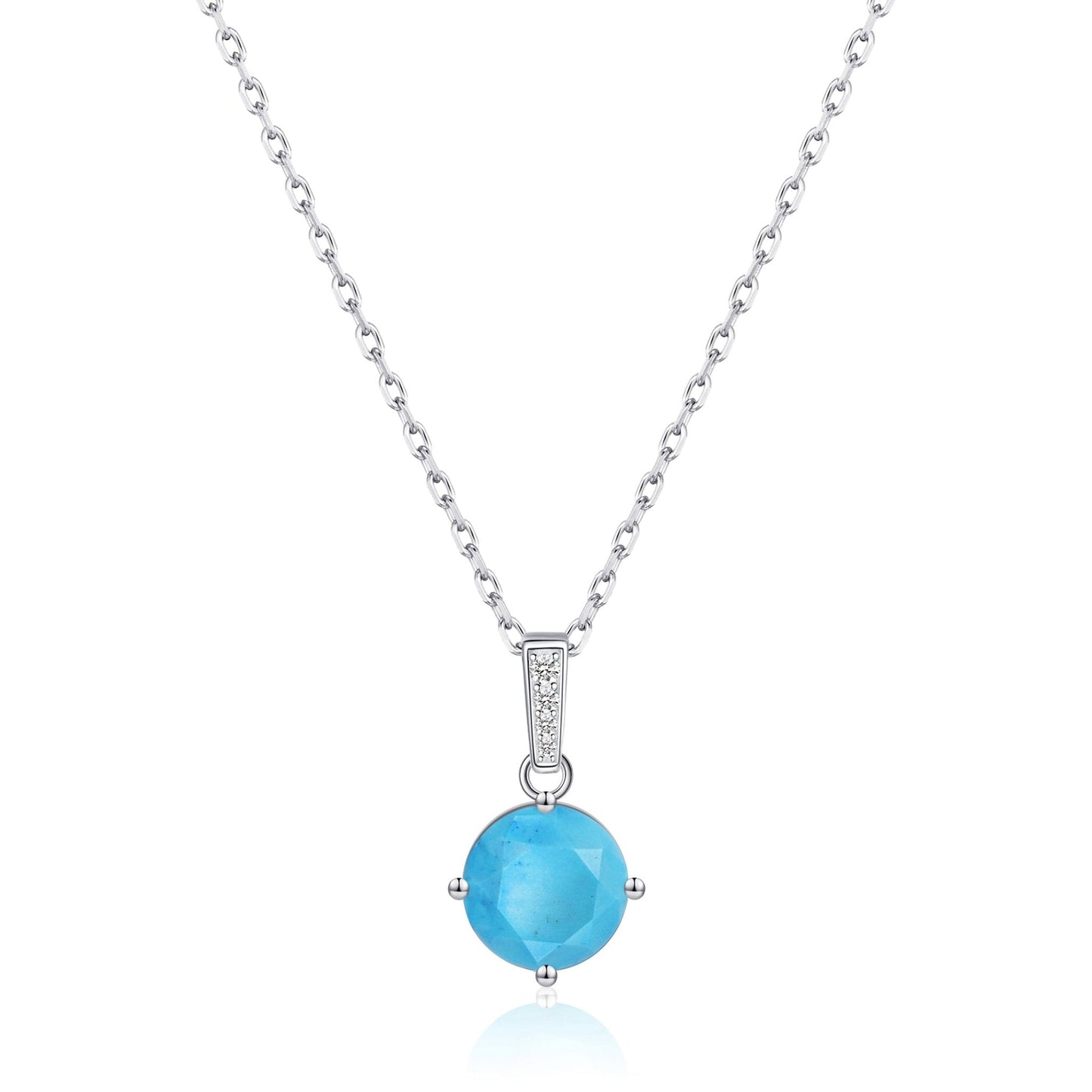 Collier en argent sterling avec pierre précieuse turquoise synthétique