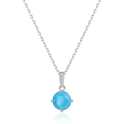 Sterling Silver Synthetic Turquoise Gemstone Necklace
