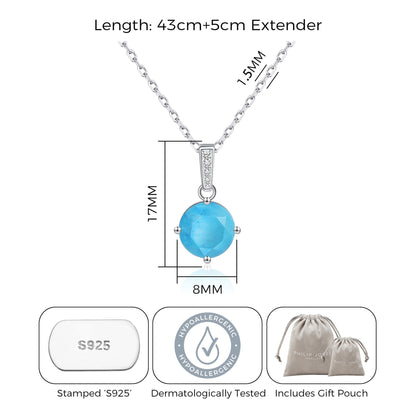 Sterling Silver Synthetic Turquoise Gemstone Necklace