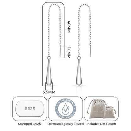 Sterling Silver Teardrop Thread Earrings