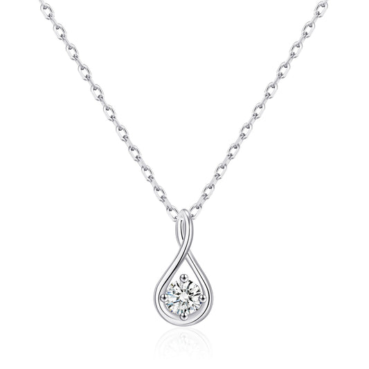 Sterling Silver Teardrop Twist Necklace Created with Zircondia® Crystals