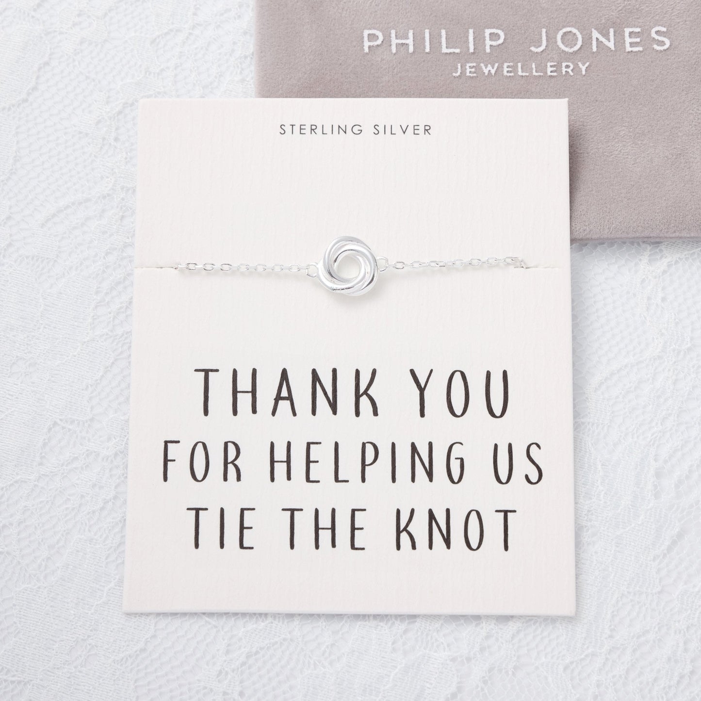 Sterling Silver Thank You for Helping us Tie The Knot Bridal Bracelet
