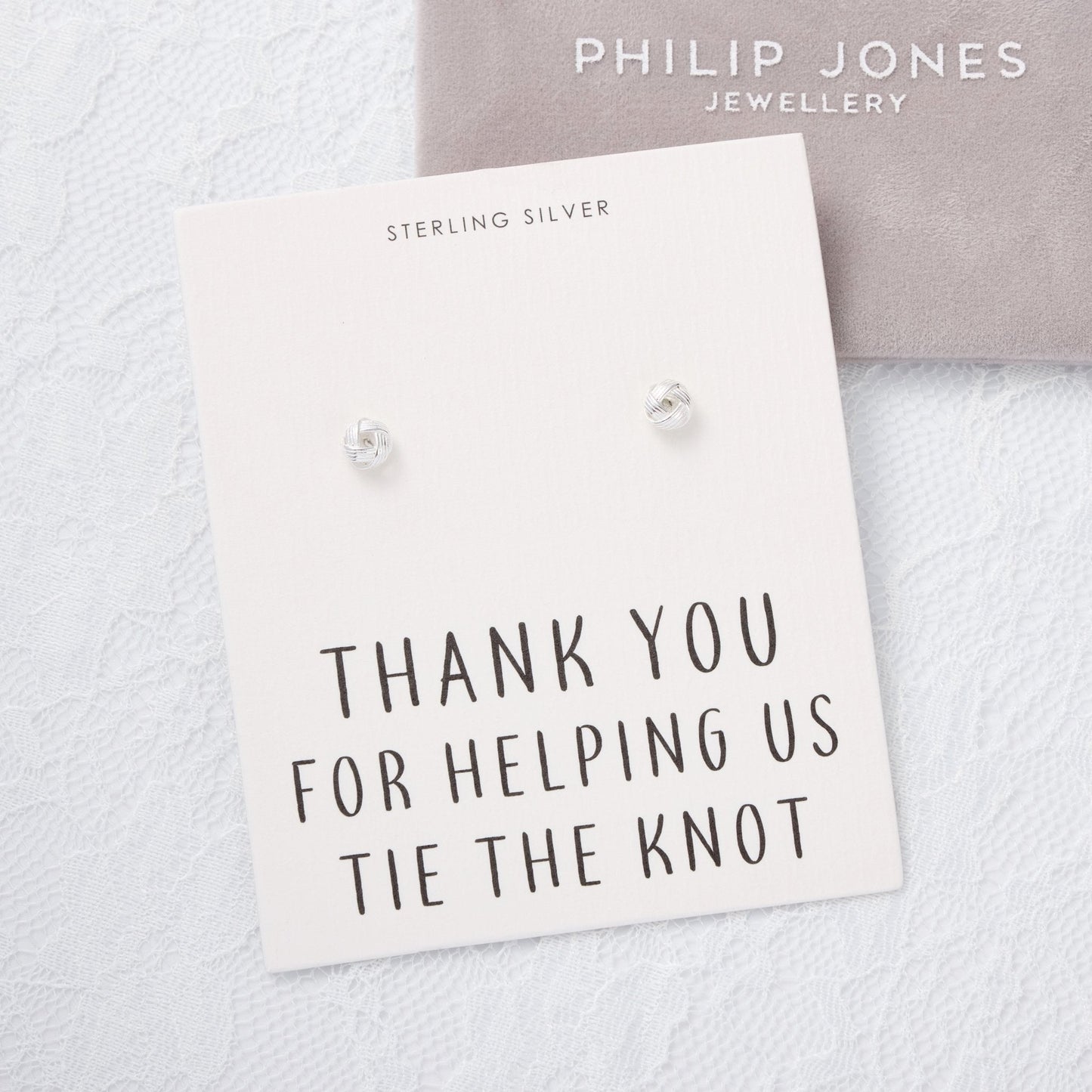Sterling Silver Thank You for Helping us Tie The Knot Bridal Earrings
