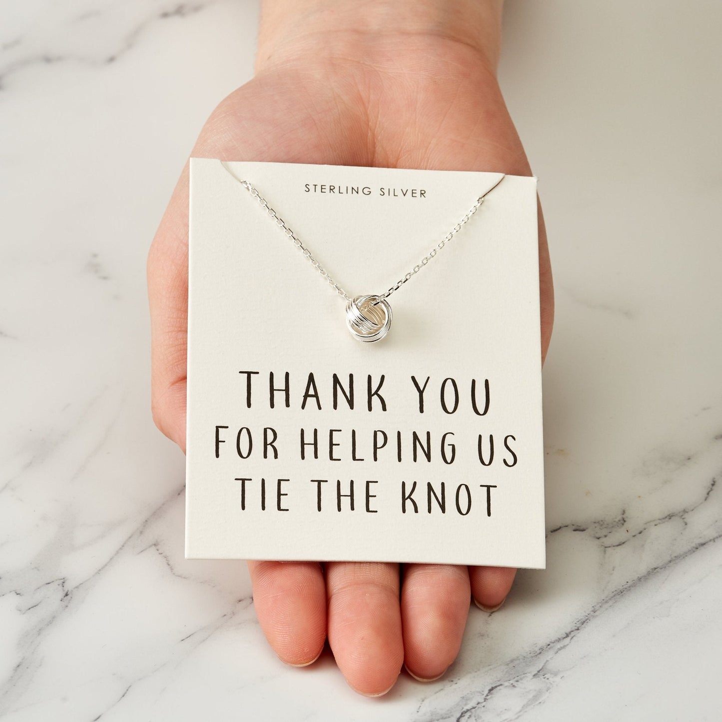 Sterling Silver Thank You for Helping us Tie The Knot Bridal Necklace