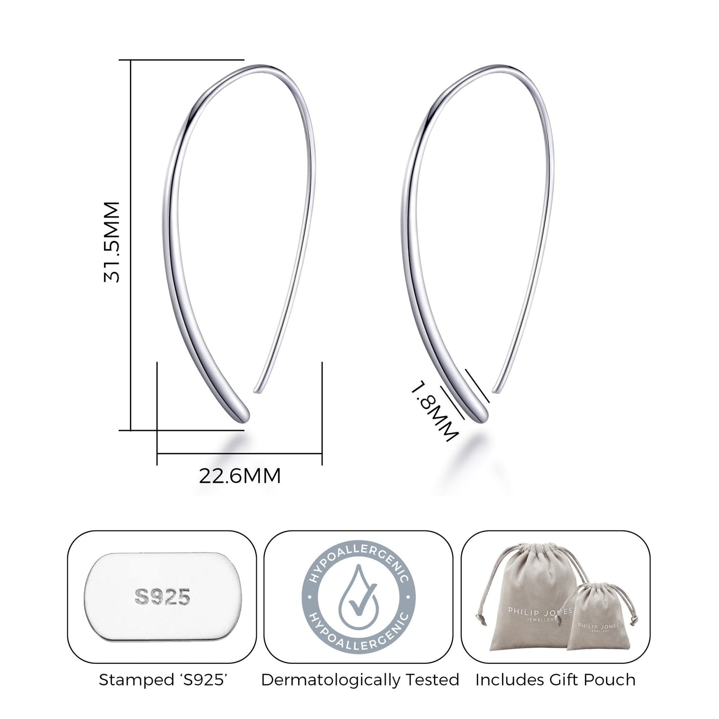 Sterling Silver Thread Earrings