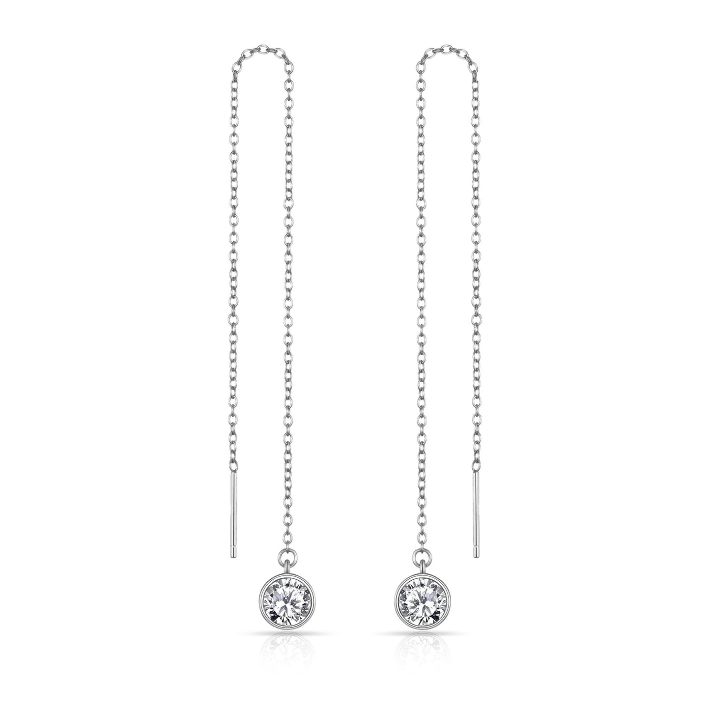 Sterling Silver Thread Earrings Created with Zircondia® Crystals