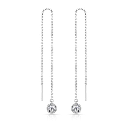 Sterling Silver Thread Earrings Created with Zircondia® Crystals