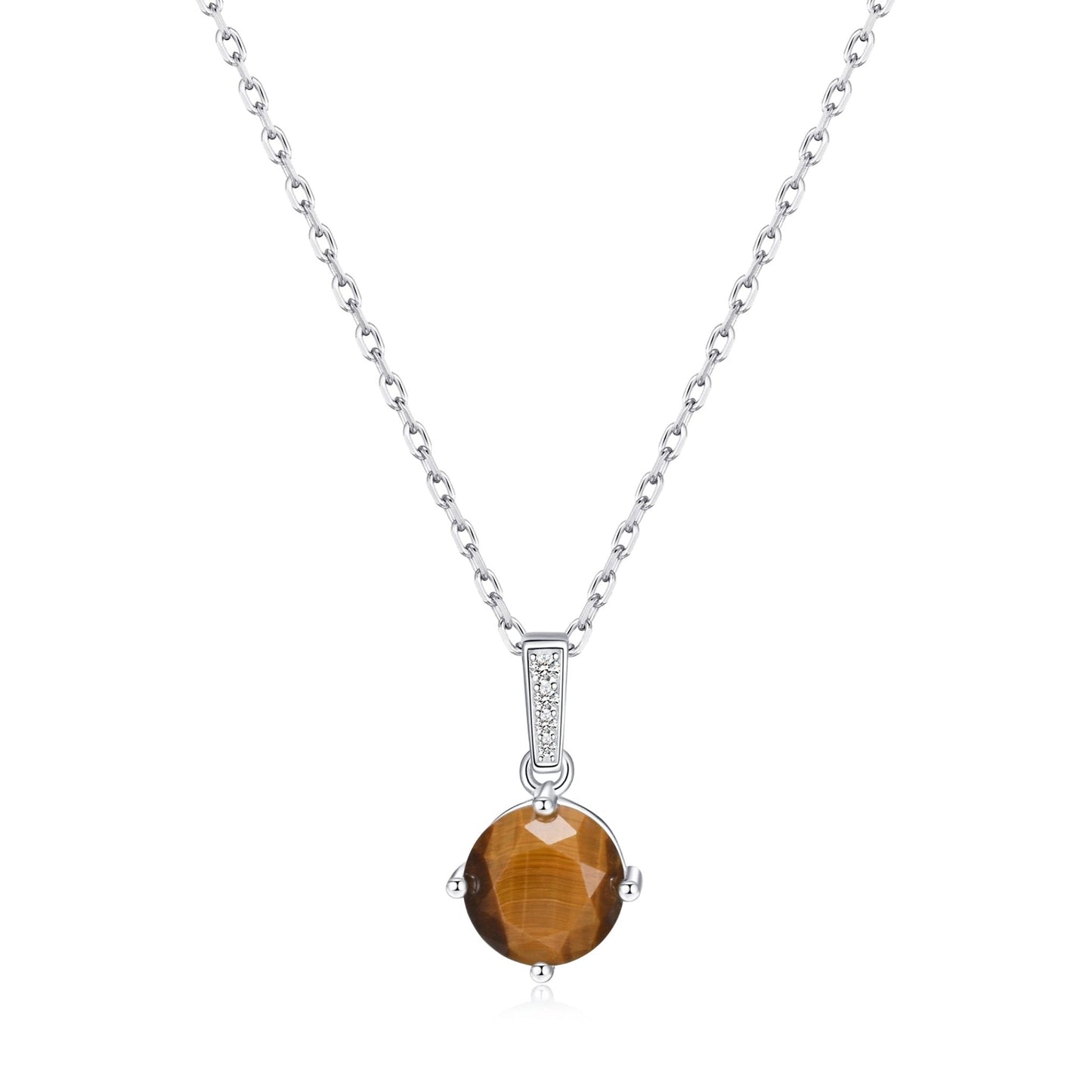 Sterling Silver Tigers Eye Gemstone Necklace with Quote Card