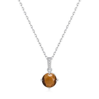 Sterling Silver Tigers Eye Gemstone Necklace with Quote Card