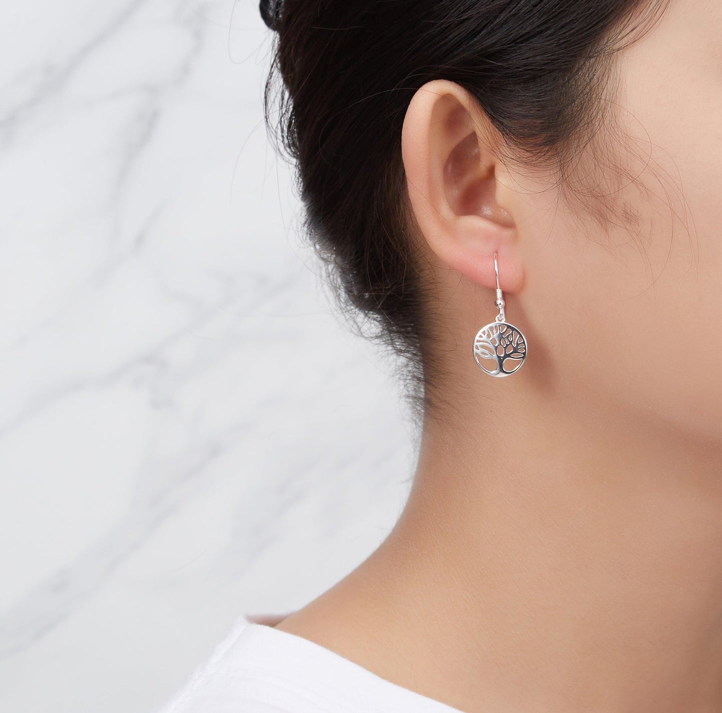 Sterling Silver Tree of Life Drop Earrings